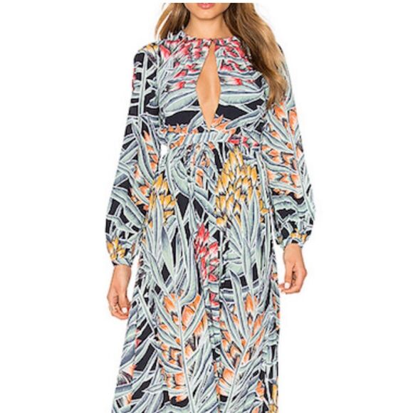 Mara Hoffman Herbarium Tropical Keyhole Maxi Dress in Charcoal Size 8 - Picture 3 of 16